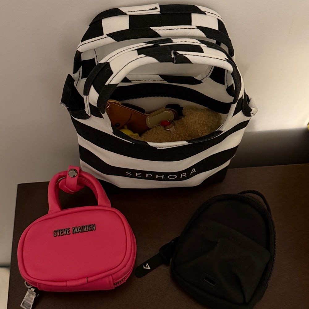 Bundle of random bag accessories with Sephora canvas mini tote